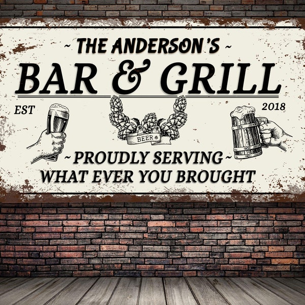 Bar and Grill Sign Etsy