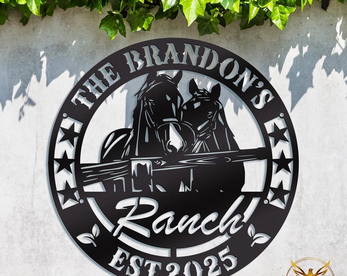 Personalized Metal Horse Ranch Sign: Custom Barn Decor With EST Year