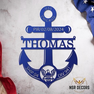 Custom Anchor Metal Sign, Navy Boot Camp Graduation Gift