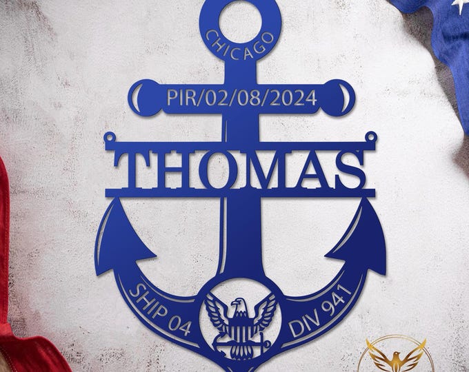 Custom Anchor Metal Sign, Navy Boot Camp Graduation Gift