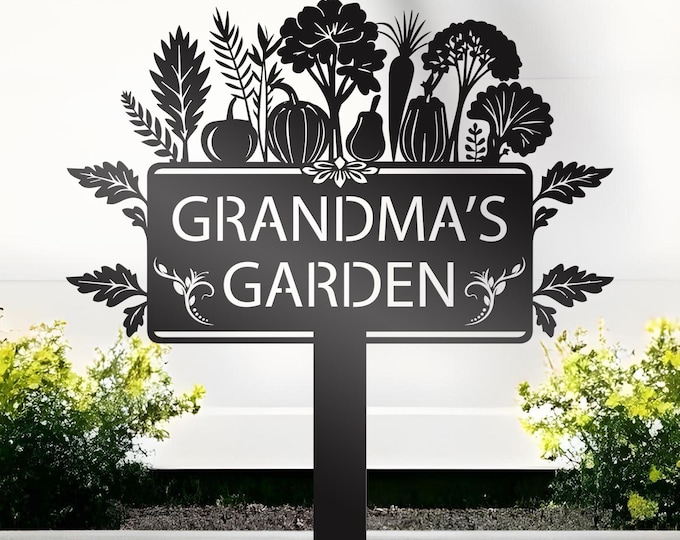 Custom Metal Garden Sign: Personalized Vegetable Garden Stake