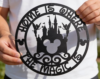 Mickey Castle Metal Wall Art, Home Magic Decor, Whimsical Fairy Tale Sign