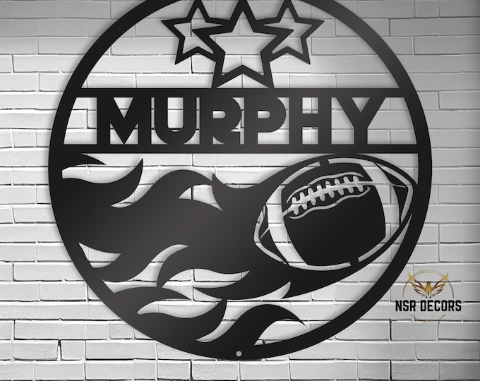 Personalized Football Metal Name Sign: Sports Wall Art