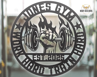 Custom Metal Dumbbell Gym Sign: Personalized Workout Room Wall Art