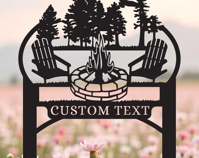 Custom Campfire Metal Sign: Personalized Firepit Yard Stake