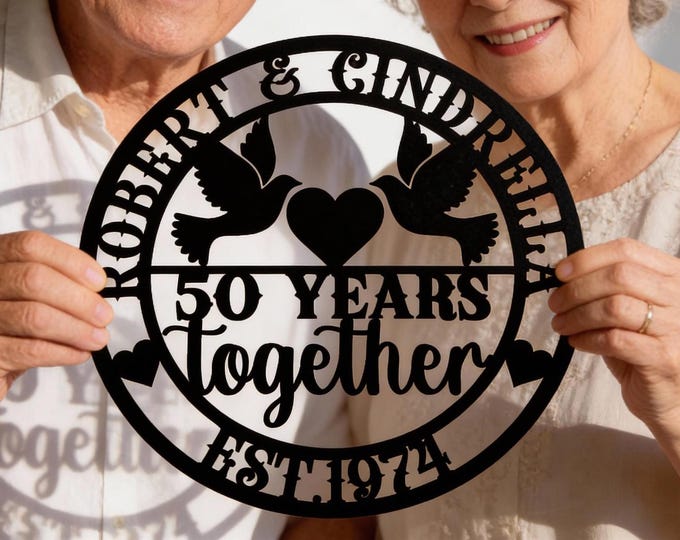 Personalized 50th Anniversary Metal Sign – Custom Couple Wall Decor - Golden Wedding Gift