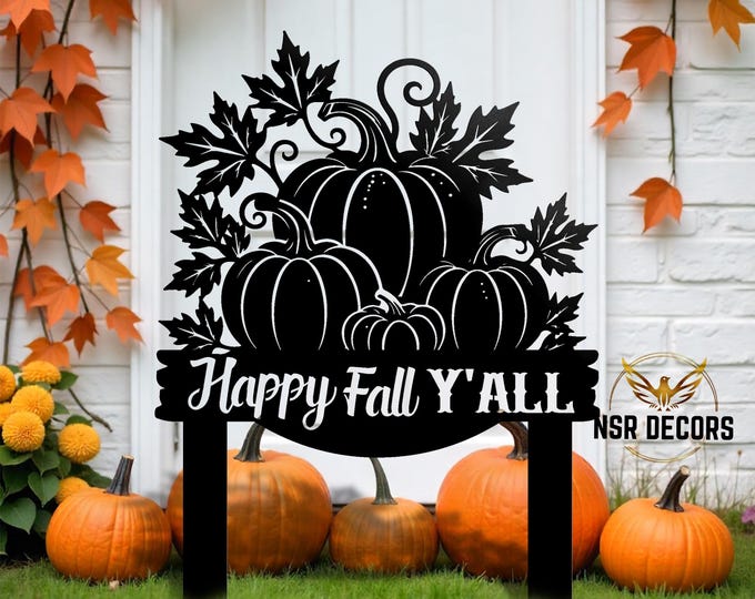 Personalized Pumpkin Patch Metal Garden Stake, Rustic Fall Decor