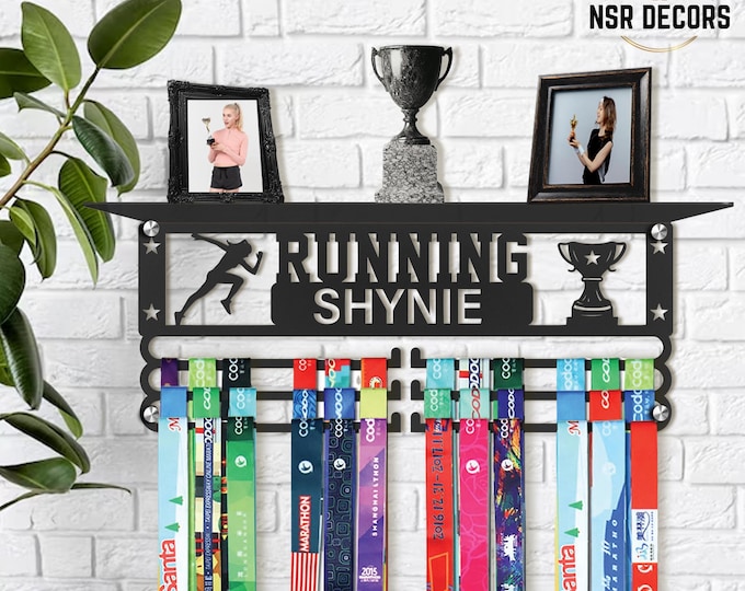 Custom Metal Running Medal Hanger, Personalized Sports Award Display