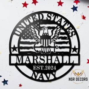 Letrero de metal personalizado de la Marina de EE. UU., regalo para veteranos de la Marina, regalo de jubilación, regalo de graduación del campo de entrenamiento de la Marina/PIR, regalo para el esposo marinero, letrero militar