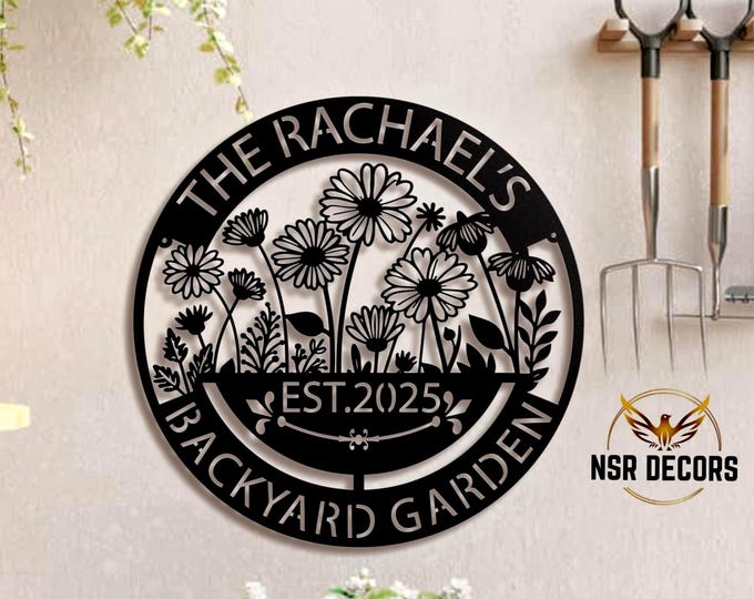 Personalized Garden Metal Sign | Floral Outdoor Decor
