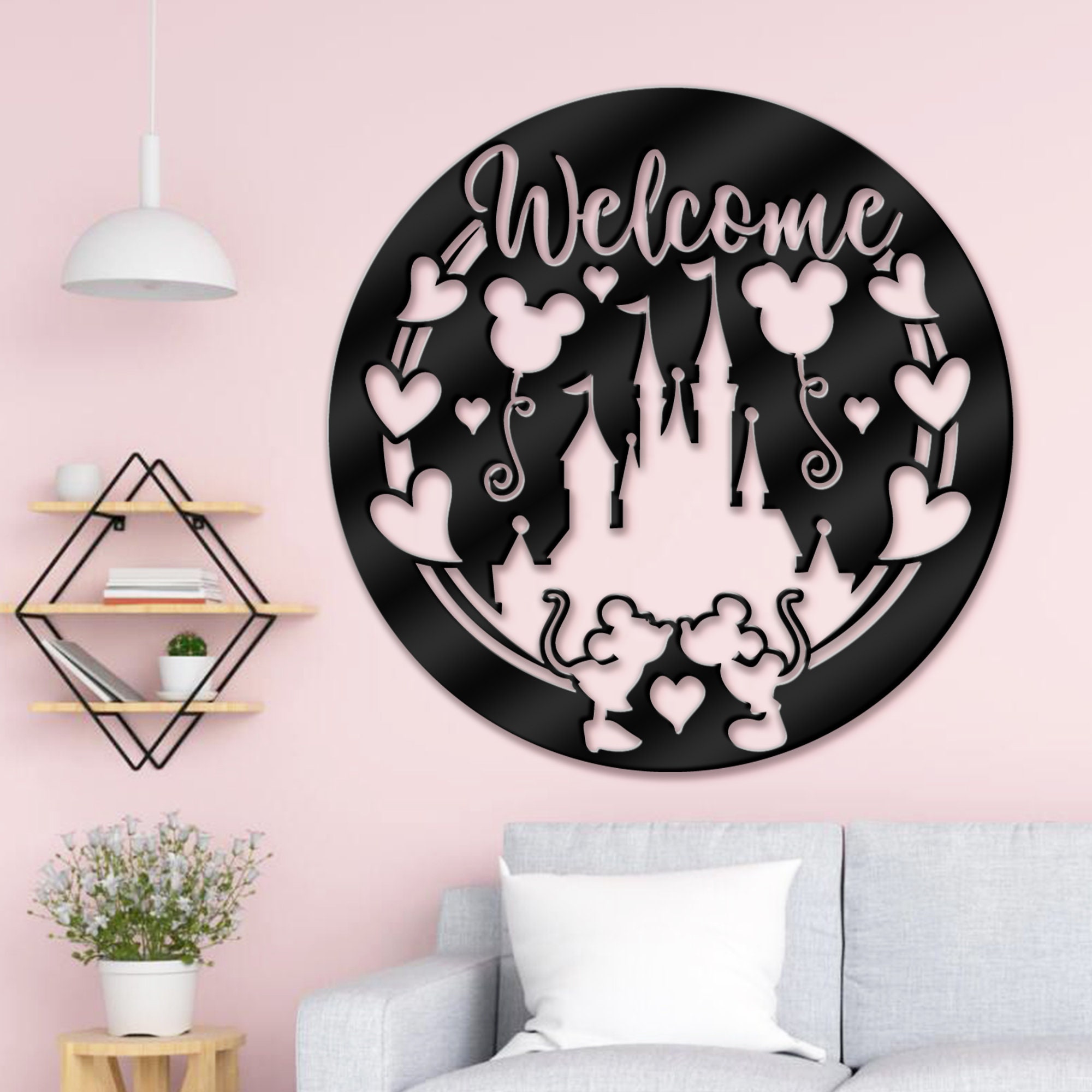 Discover Mickey and Minne Welcome Metal Sign, Disney Inspired Metal Sign