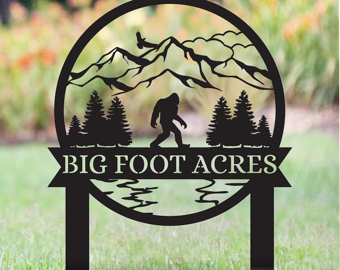 Custom Bigfoot Metal Garden Stake: Sasquatch Yard Art