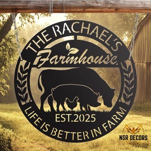 Personalized Farm Animals Sign, Farmer Home Décor, Outdoor Barn Entrance Sign, Rustic Ranch Décor, Family Name Sign, Steel Gate Sign
