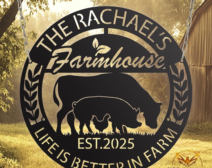 Personalized Farm Animals Metal Sign: Rustic Ranch Decor