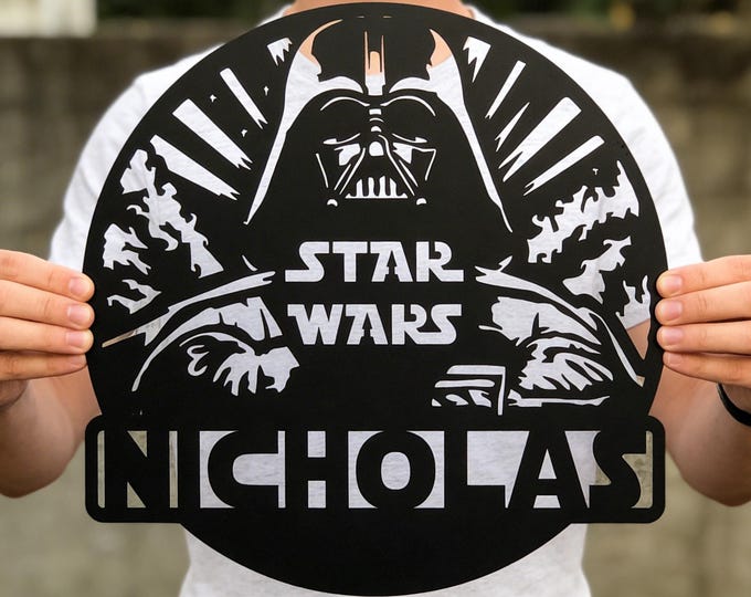 Custom Darth Vader Metal Sign: Star Wars Inspired Home Decor, Kids Room Decor, Sci Fi Wall Art, Gaming Room Décor