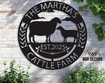 Personalized Cattle Farm Metal Sign, Rustic Ranch Decor