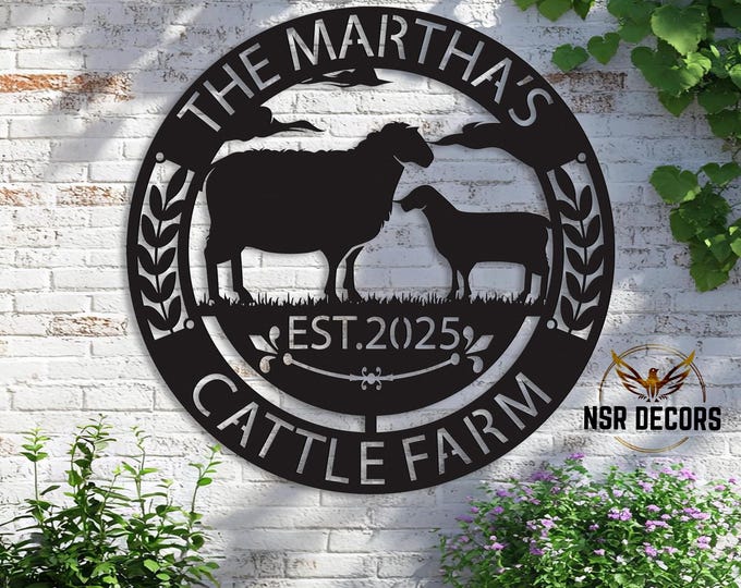 Personalized Cattle Farm Metal Sign, Rustic Ranch Decor