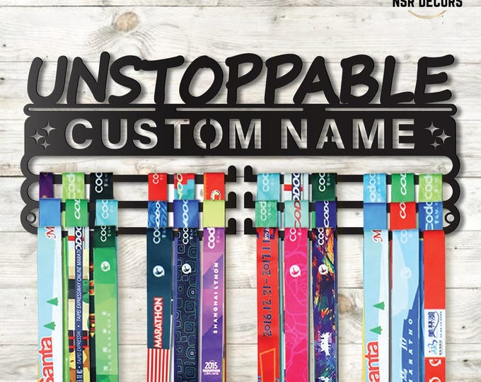 Custom 'Unstoppable' Medal Hanger: Personalized Sports Achievement Display