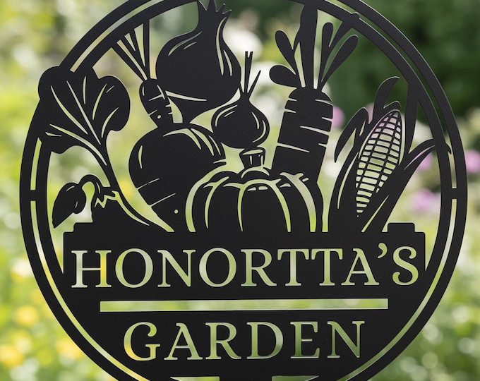 Personalized Metal Garden Sign, Custom Vegetable Patch Decor, Allotment Marker, Gardener Gift