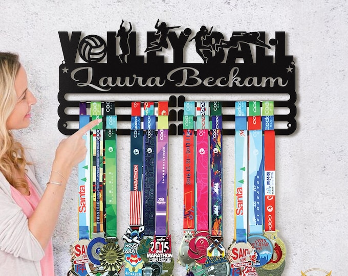 Personalized Volleyball Medal Hanger: Custom Athlete Wall Decor
