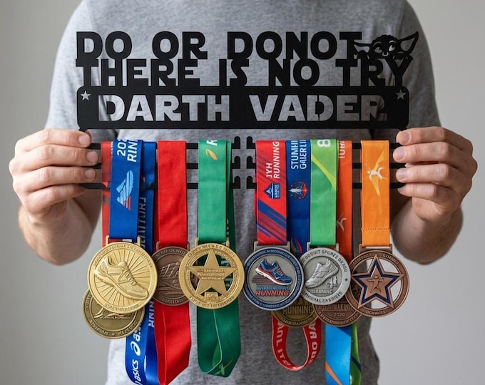Personalized Medal Hanger, Do or Do Not There Is No Try, Metal Display Rack