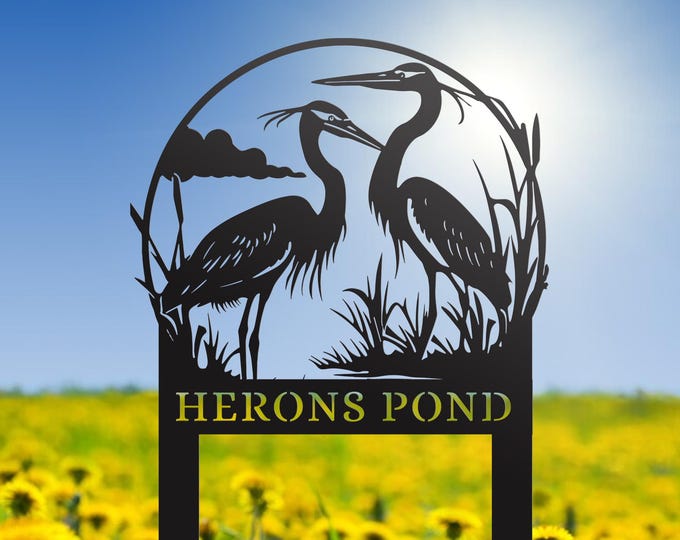 Custom Heron Metal Garden Stake: Wildlife Bird Yard Art