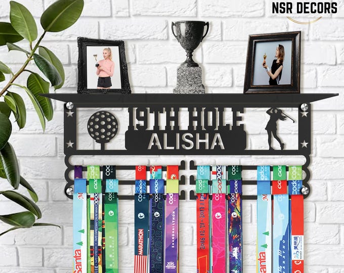 Custom Golf Medal Hanger Shelf: Personalized Trophy Display Rack