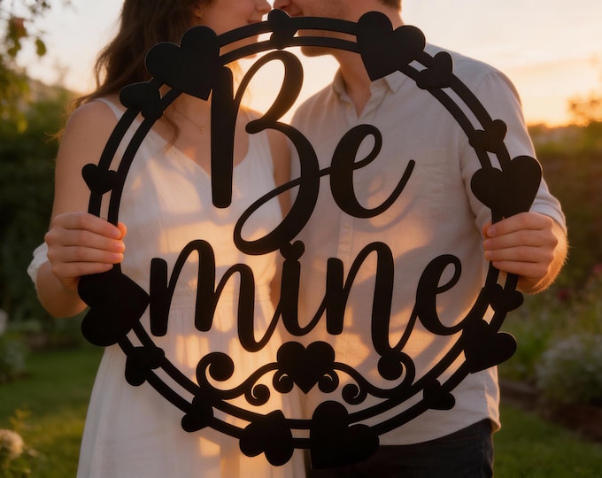 Be Mine Metal Sign | Valentine Heart Metal Wall Art | Romantic Love Gift | Anniversary Wedding Decor