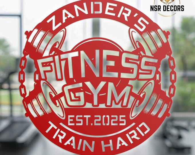 Custom Barbell Metal Sign, Home Gym Decor, Fitness Gift