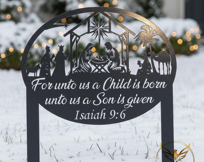 Metal Nativity Yard Stake: Outdoor Christmas Manger Scene Silhouette, Unique Christmas Gift