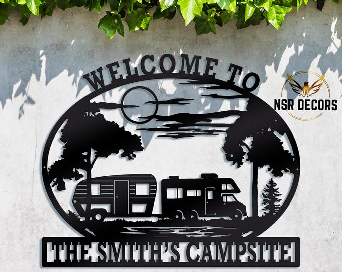 Custom RV Campsite Metal Sign: Personalized Camping Decor