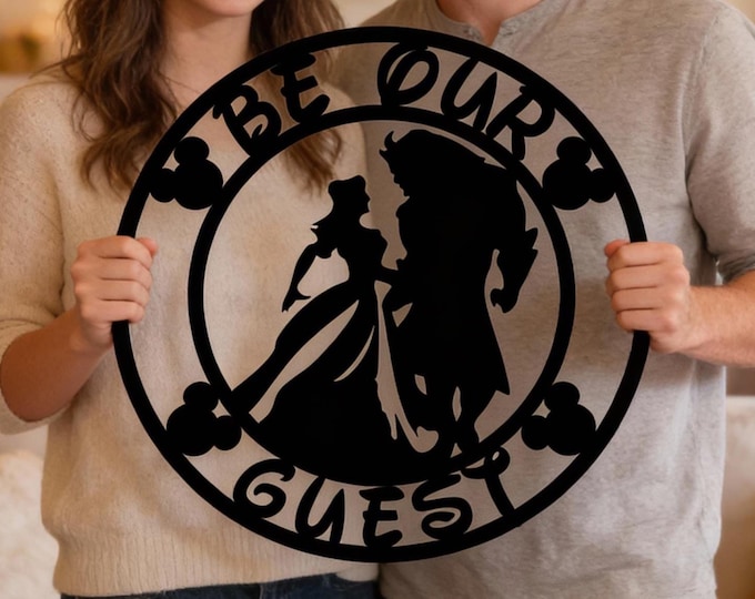Be Our Guest Metal Sign | Beauty and The Beast Welcome Decor | Disney Welcome Sign | Disney Beast Garden Flag | Disney Guest Room Decor