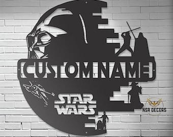 Custom Star Wars Signs, Darth Vader Gifts for Men, Mandalorian wall art, Kids Name Wall Sign, Lightsaber inspired Wall Hanging, Disney Gifts