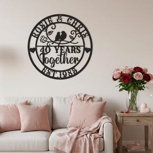 Letrero metálico del 40.º aniversario, arte mural personalizado para pareja, regalo de San Valentín. imagen 5