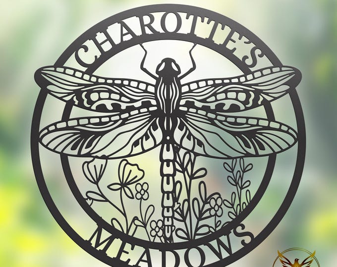 Personalized Dragonfly Metal Sign, Garden Decor