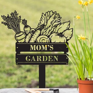 Estaca de jardín de verduras personalizada, letrero de jardín de metal personalizado con estaca, letrero de jardín personalizado, regalo para jardinero, decoración de jardín, regalo para mamá