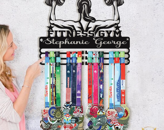 Personalized Medal Hanger: Fitness Gym Medal Display Rack