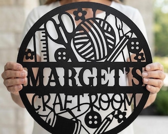 Personalized Craft Room Metal Sign, Custom Name, Maker Gift
