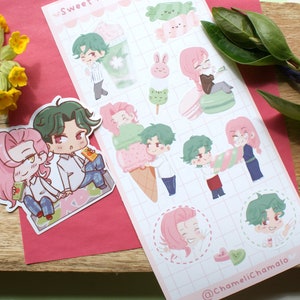 Planche de stickers Sweets Matchablossom + Autocollant DK Matchablossom, Matchablossom de l'anime Sk8 en sticker