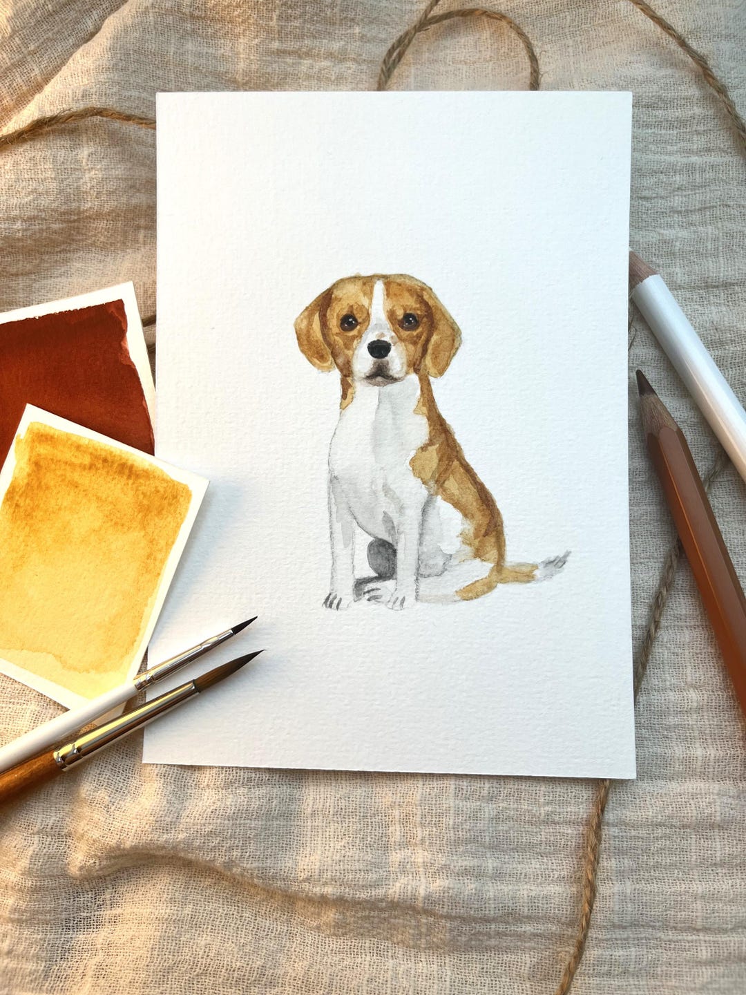 Custom Pet Portrait Watercolor Art Work Handmade Customizable Gift Cute ...