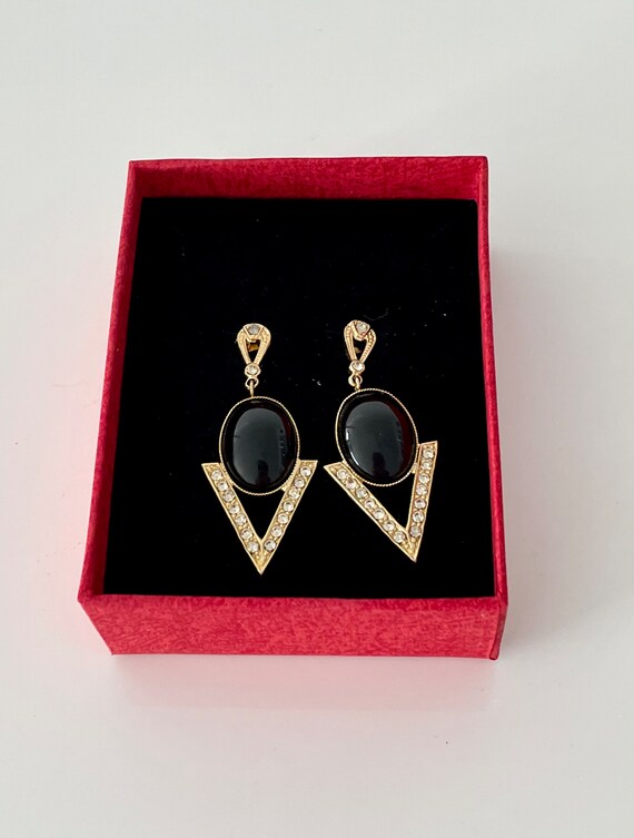 Vintage art deco triangular dangling earrings - image 1