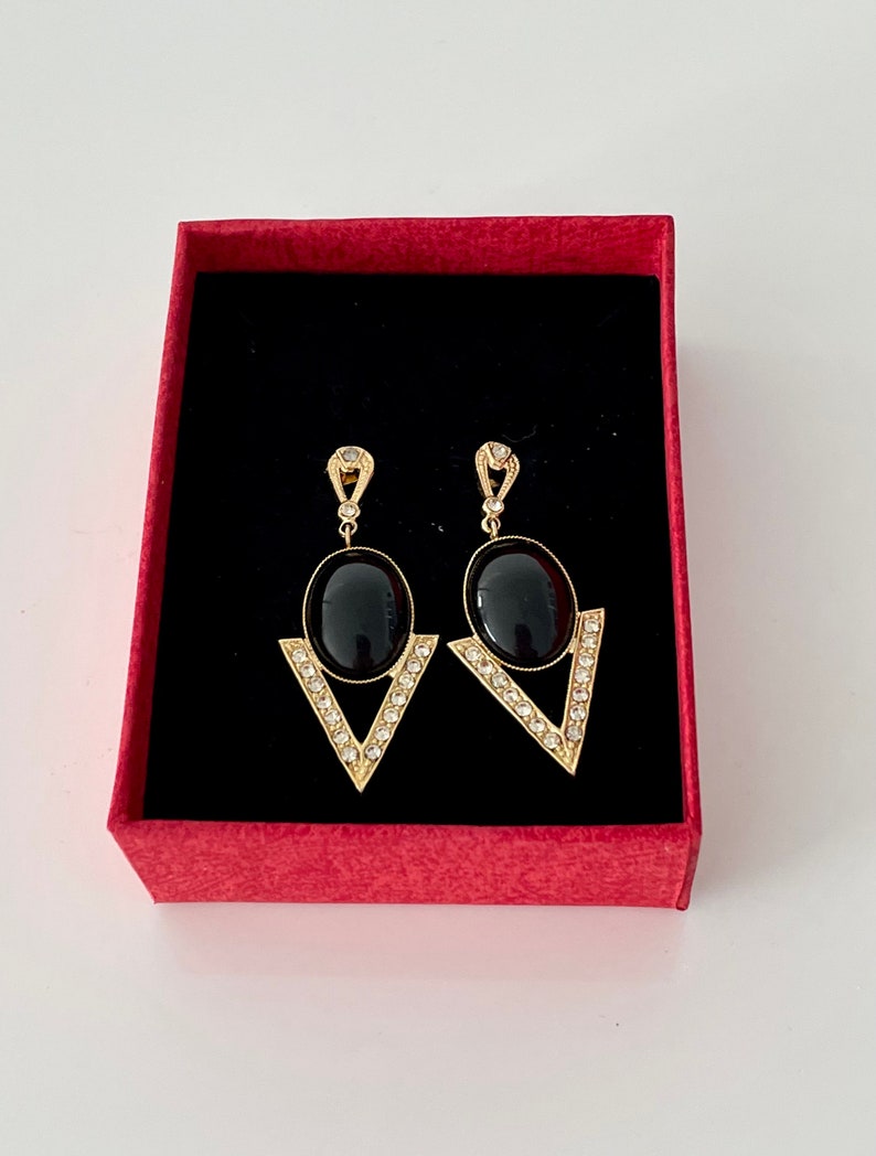 Vintage art deco triangular dangling earrings image 1