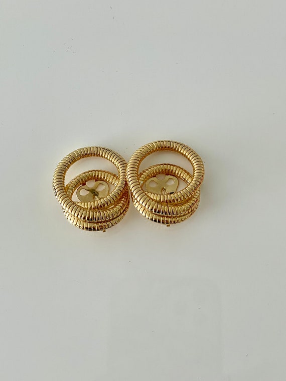 Vintage gold spiral clip on earrings - image 2