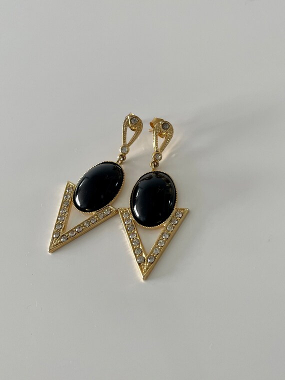 Vintage art deco triangular dangling earrings - image 3