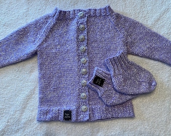 Lilac Baby Sweater and Sock Set