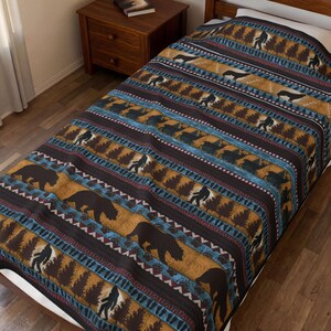 Bigfoot Velveteen Blanket Lodge Style Decorative Throw Sasquatch Themed Cabin Accessory Forest Animals Decor Gift A102