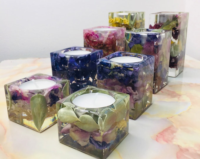 Pillar Tealight Holders, Flower Preservation, Keepsake, Wedding Flowers