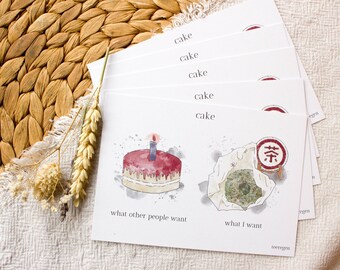 Tea Cake - Postcard Set - Tea culture for your birthday! A greeting to a tea friend or tea lover