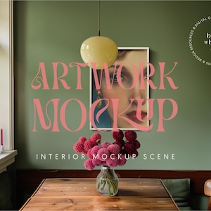 Frame Mockup DIN A, White Frame Mockup, Vintage Mid-Century Modern Interior Poster Mockup | Retro Reverie Wall Art DIN A Vertical Mockup #4