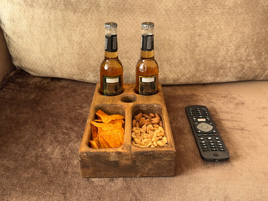 Snackbutler Drink Box Snacks Tray Wood Beer Box Couch Etsy